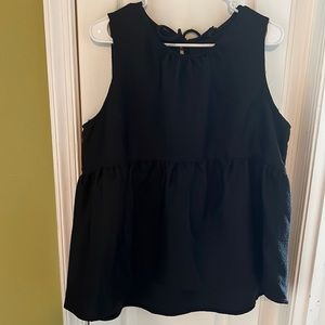 Sleeveless black, peplum blouse